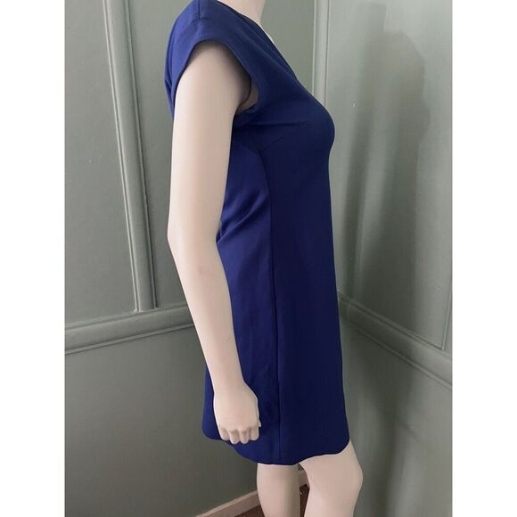 Kate Spade Women 0 Ponte Knit Mini Sheath Dress Blue Stretchy V Neck Cap Sleeves - Picture 7 of 9